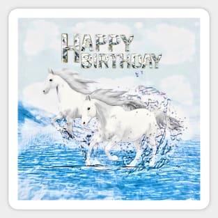 Angelic Horses Birthday Greeting Sticker